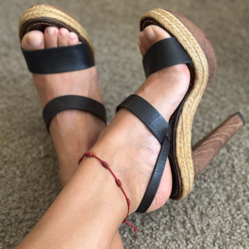 Christian Louboutin Black and Tan Platform Heels
